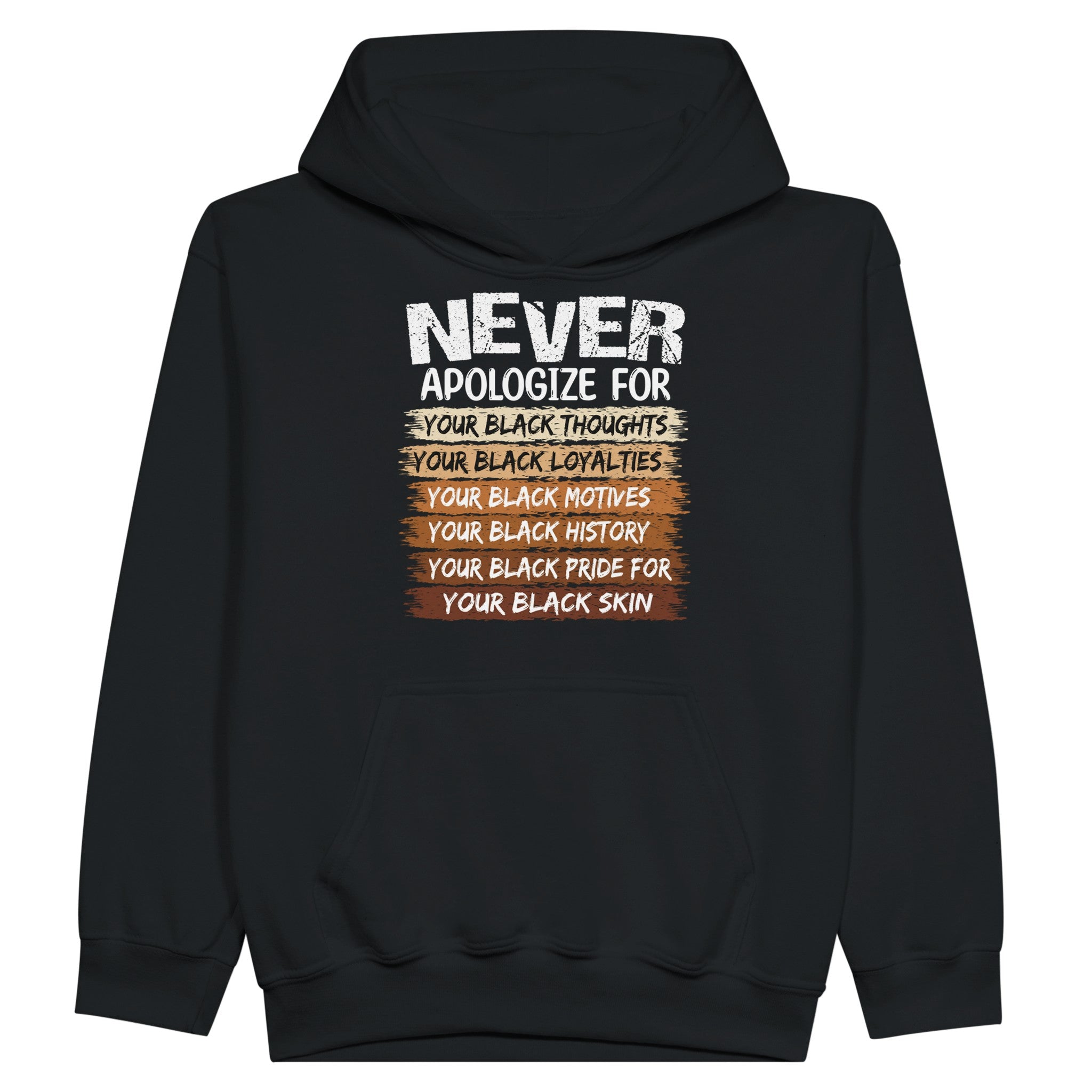 Never Apologize For Your Blackness Hoodie For Kids - Prideful Roots