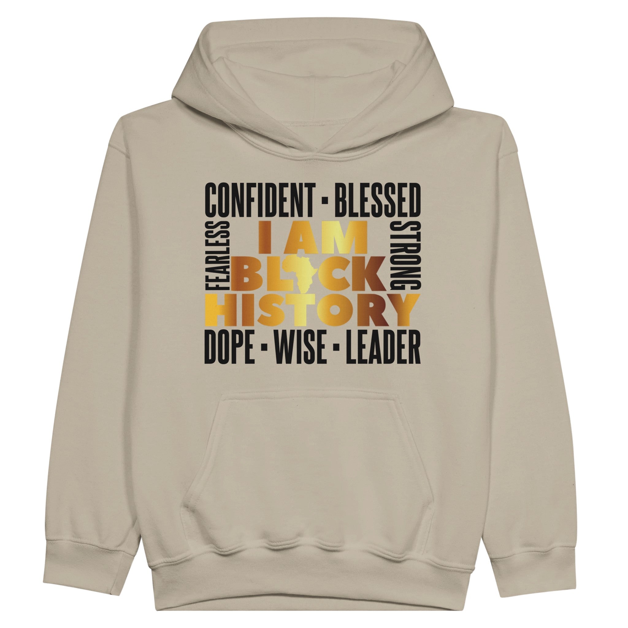 I Am Black History Golden Hoodie For Kids - Prideful Roots