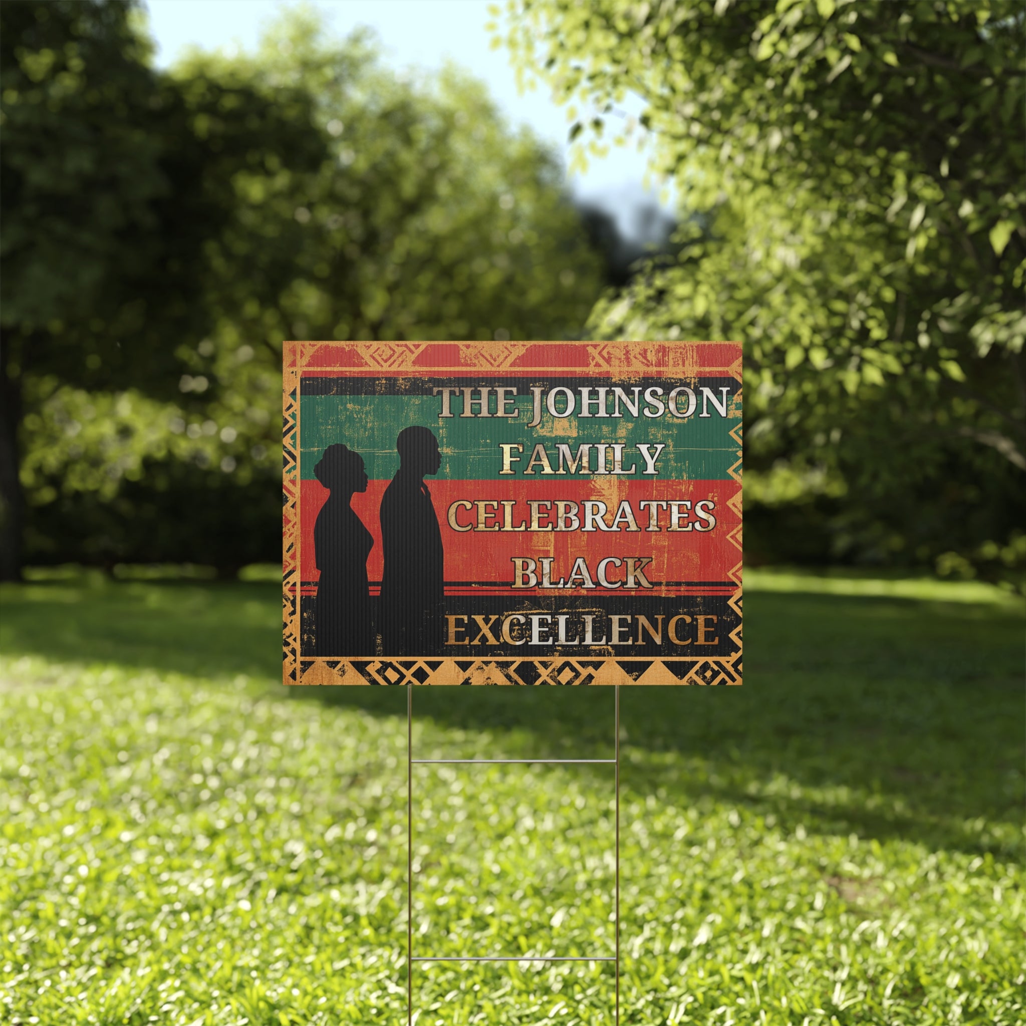 Personalized Black Excellence Yard Sign | Custom Family Name | 24x18" | Made in USA - Prideful Roots