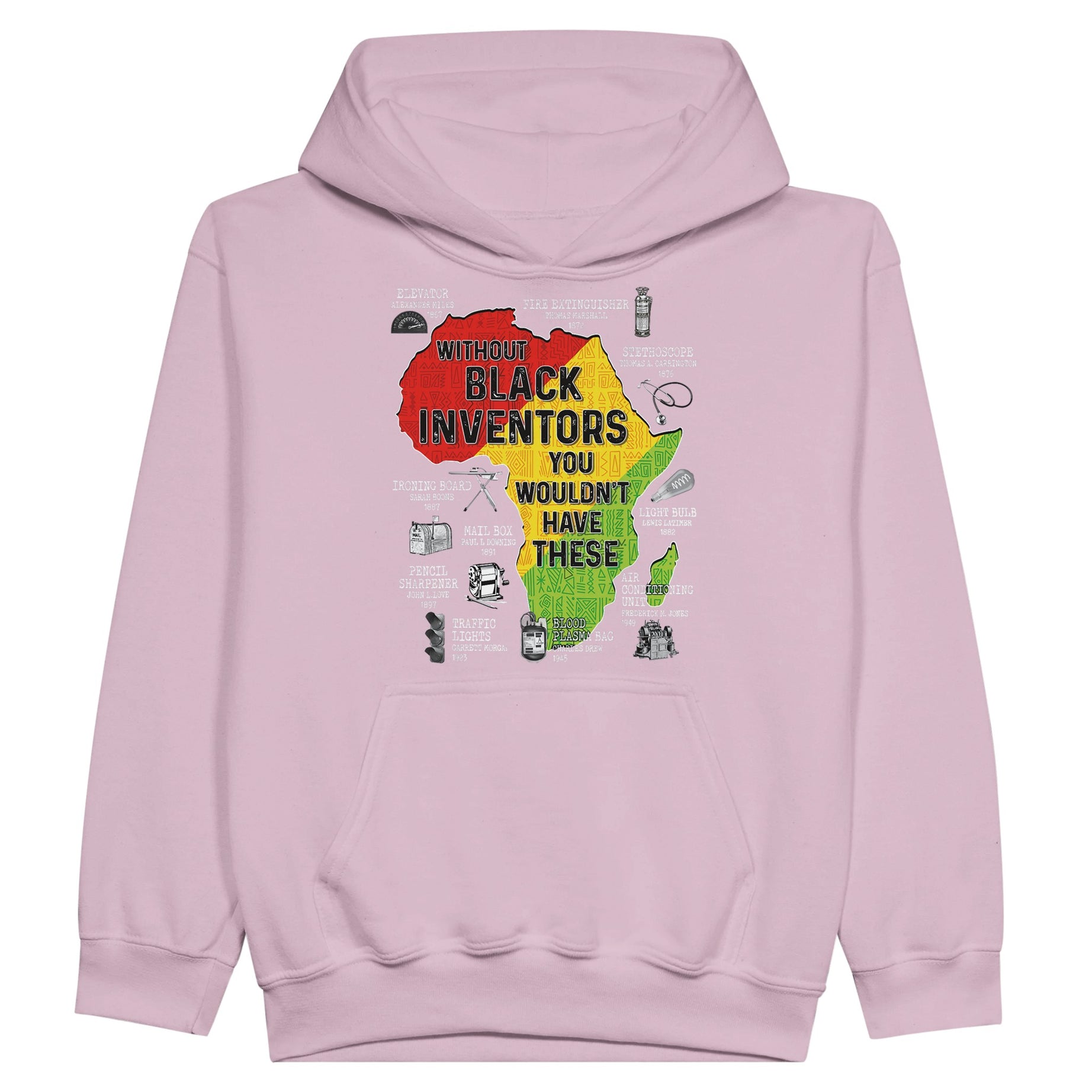 Black Inventors Africa Map Hoodie For Kids - Prideful Roots