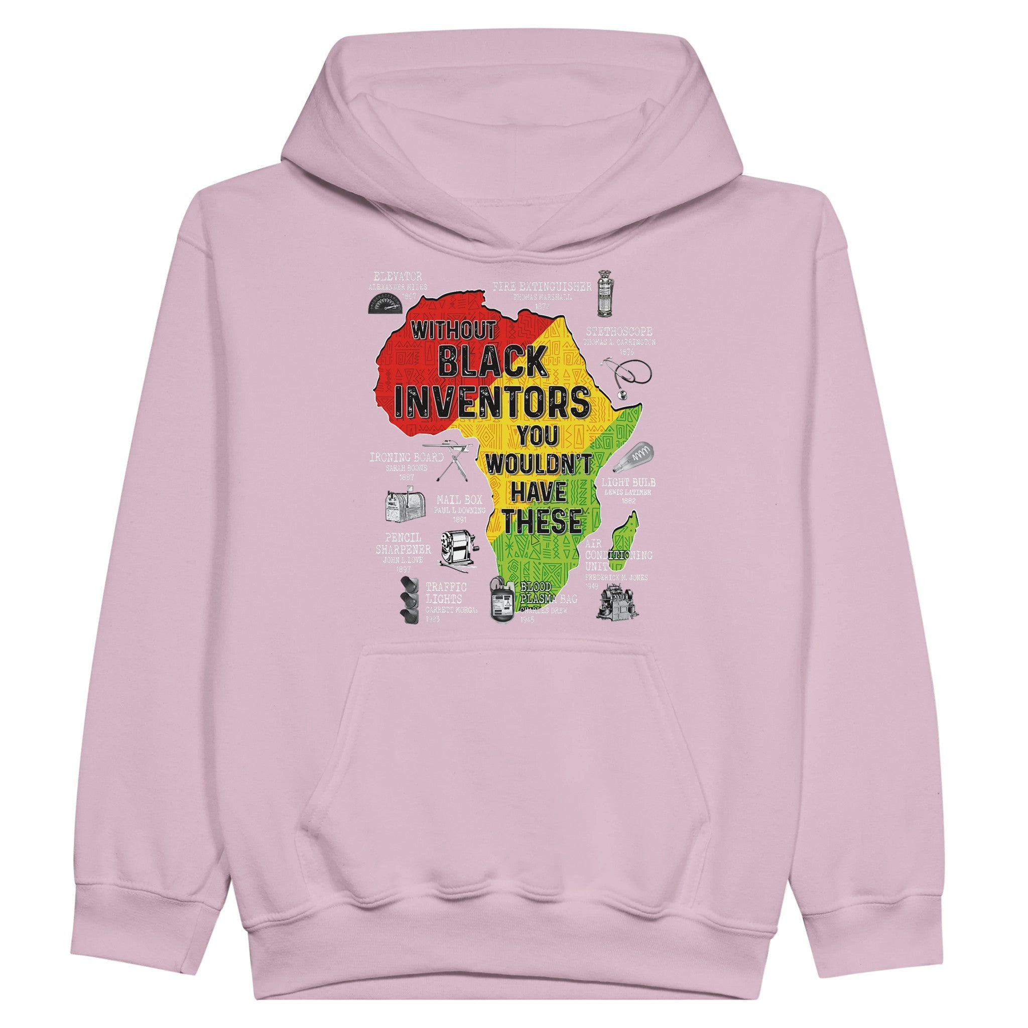 Black Inventors Africa Map Hoodie For Kids - Prideful Roots