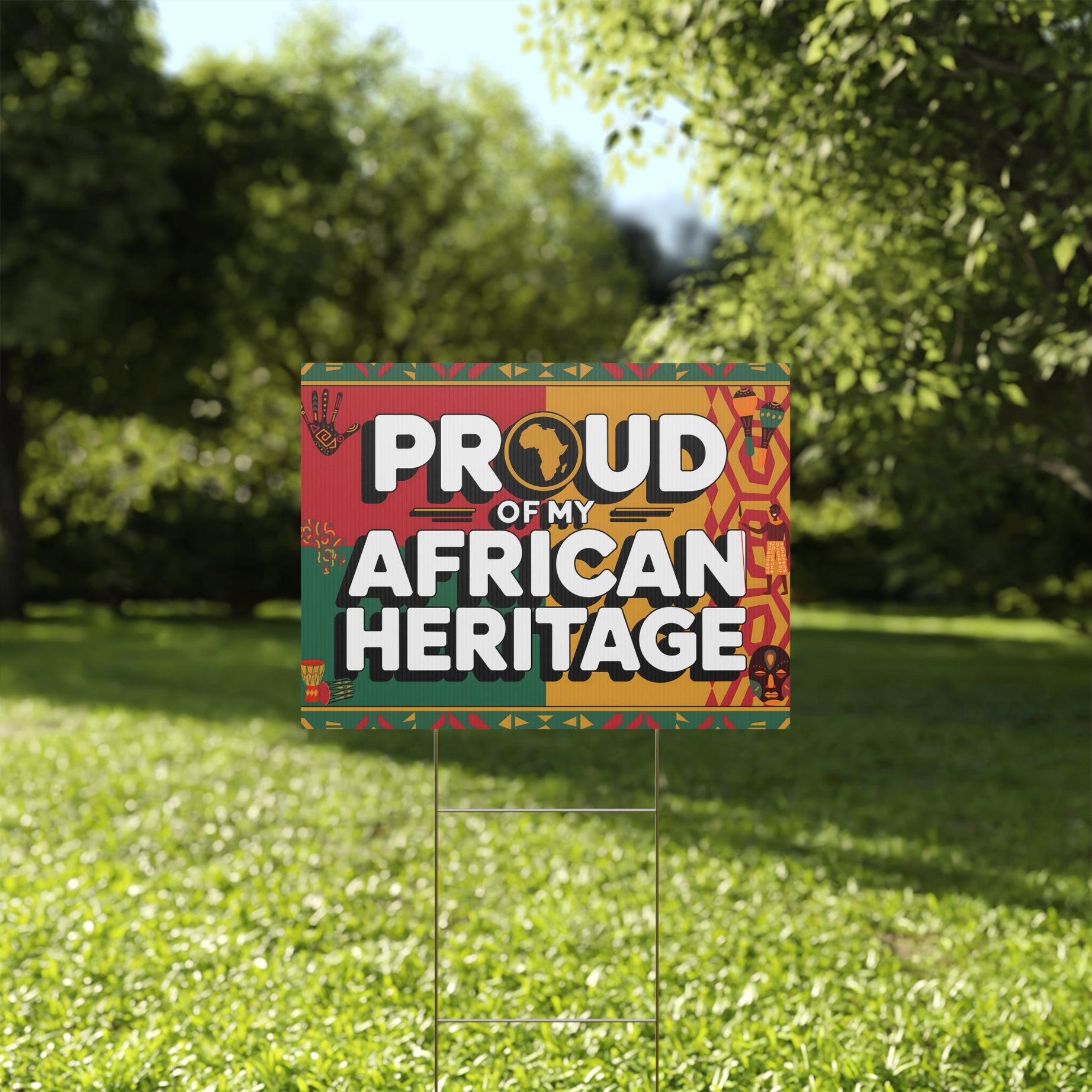 Proud of My African Heritage Yard Sign | 24x18" | Double-Sided | Made in USA - Prideful Roots