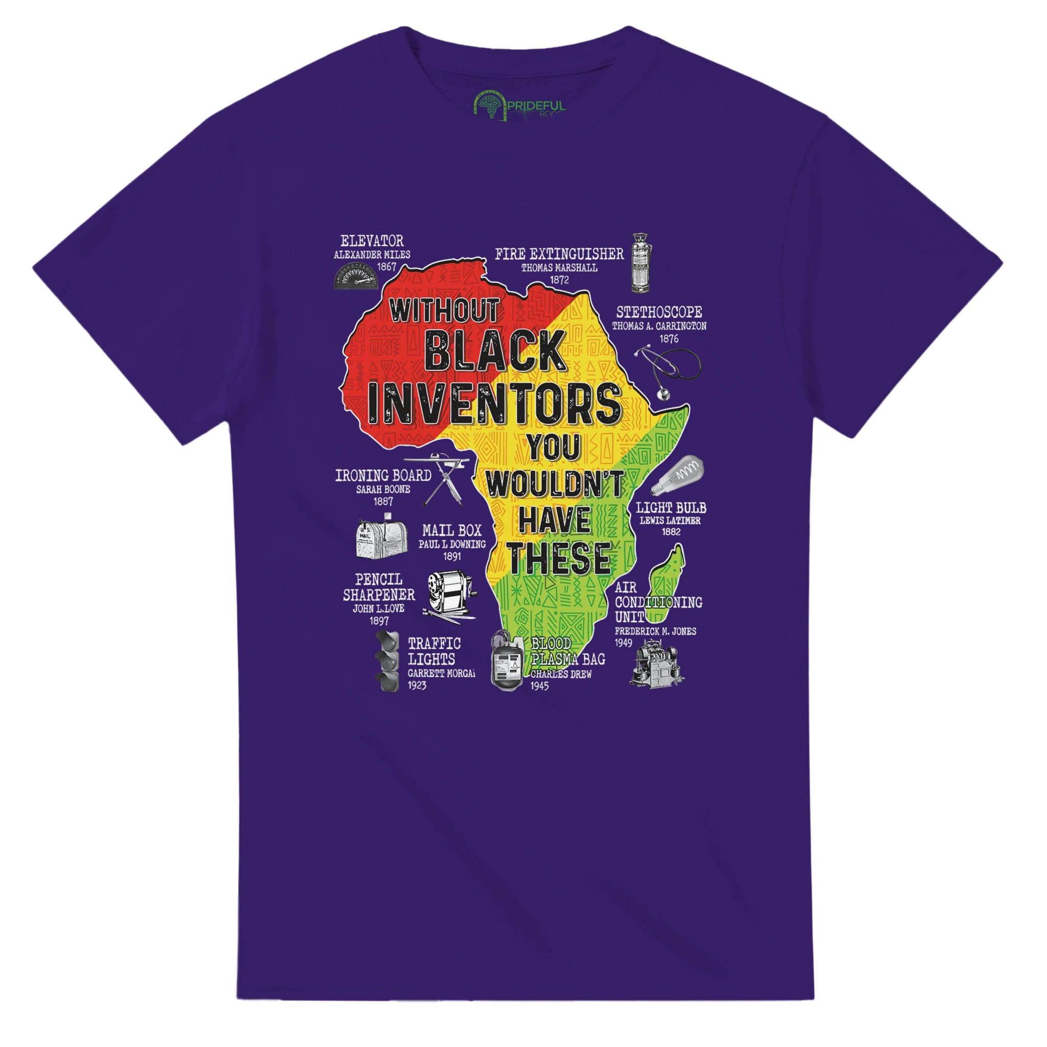 Black Inventors Africa Map T-shirt For Men & Women - Prideful Roots