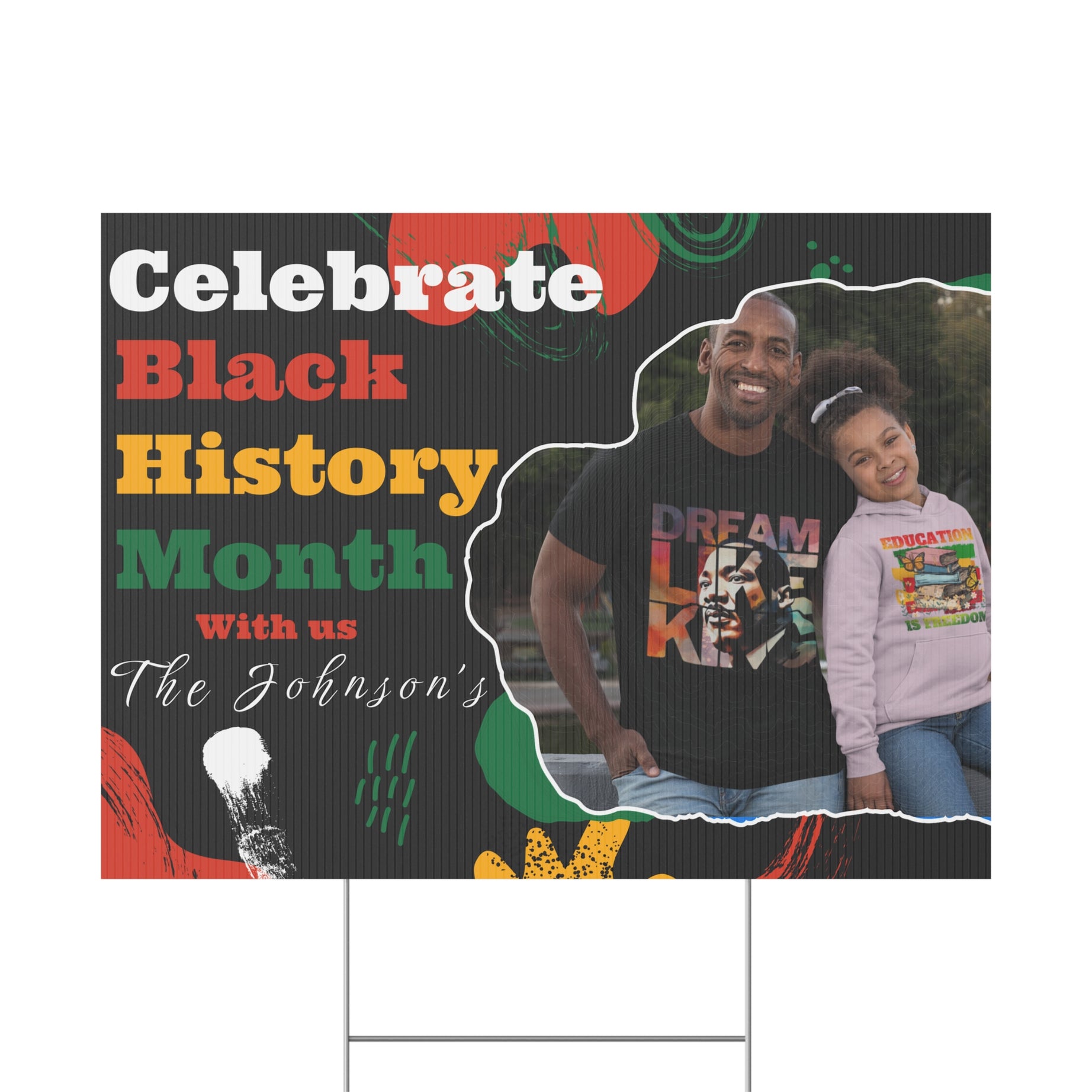 Personalized Black History Month Yard Sign – Custom Family Photo & Name | 24x18" | Made in USA - Prideful Roots