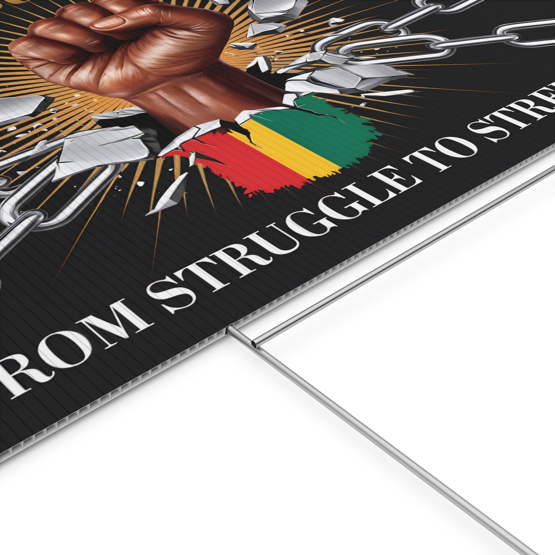 From Struggle to Strength Black History Month - Yard Sign | 24x18" | Double-Sided | Made in USA - Prideful Roots