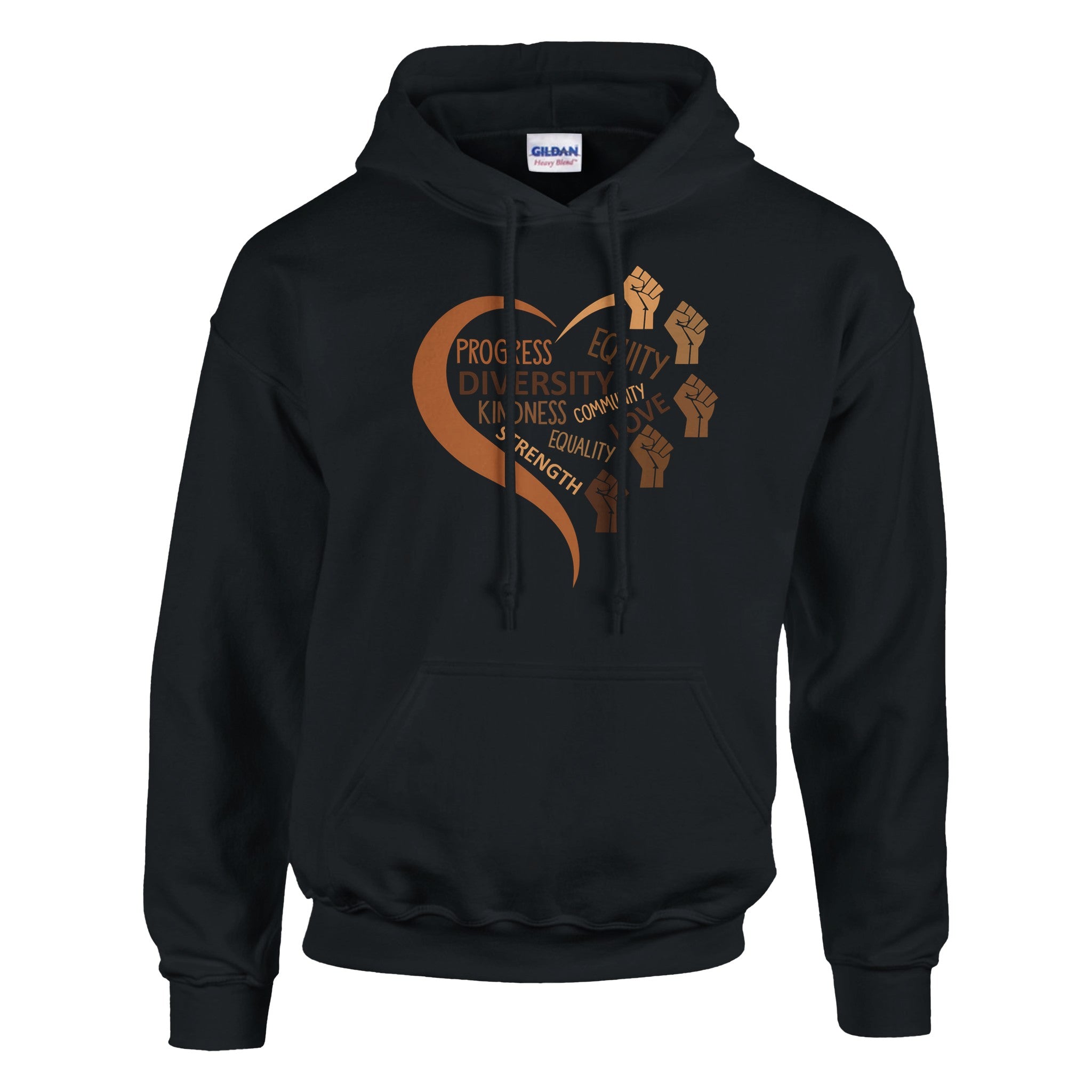 Black Equality Heart Hoodie For Men & Women - Prideful Roots