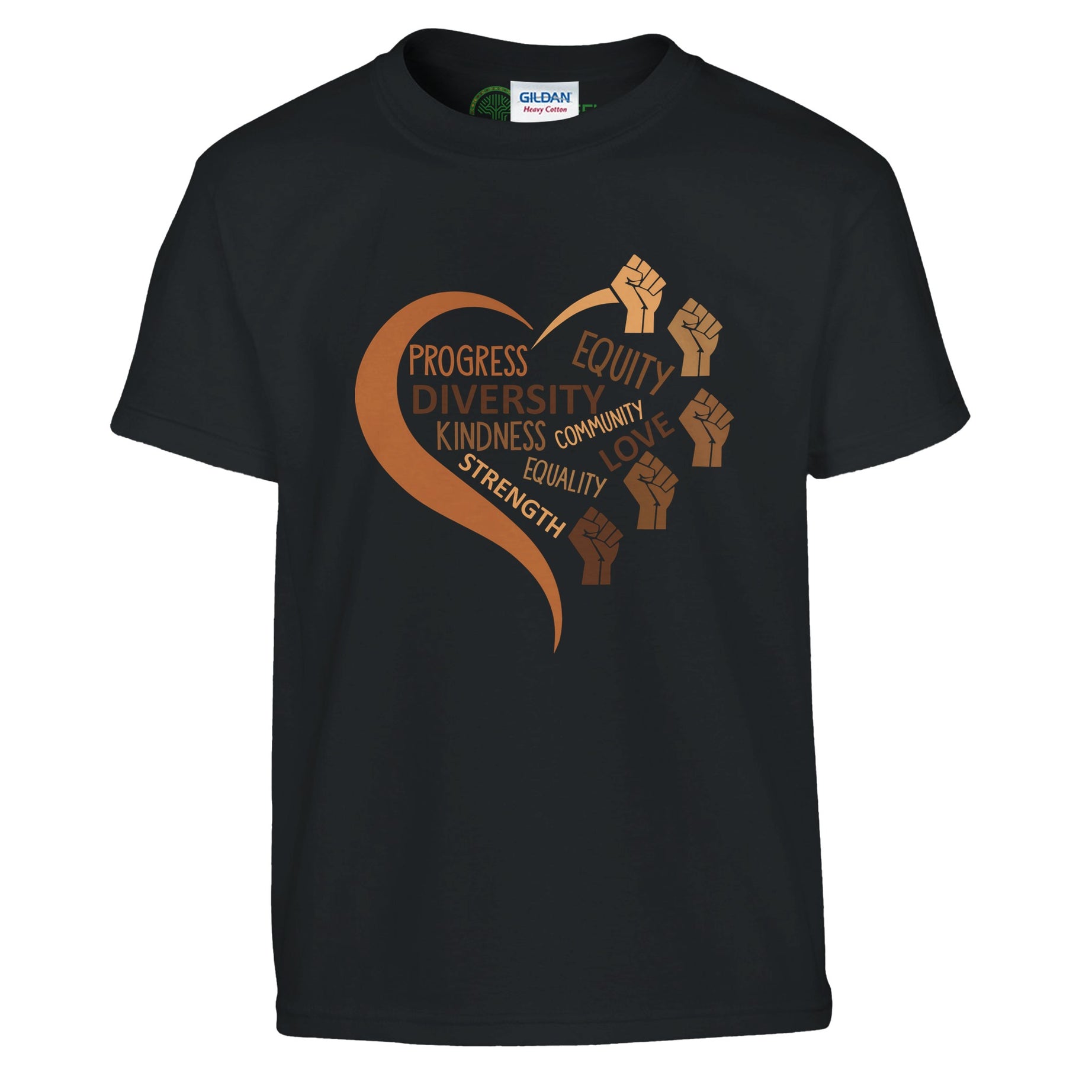 Black Equality Heart T-shirt For Kids - Prideful Roots