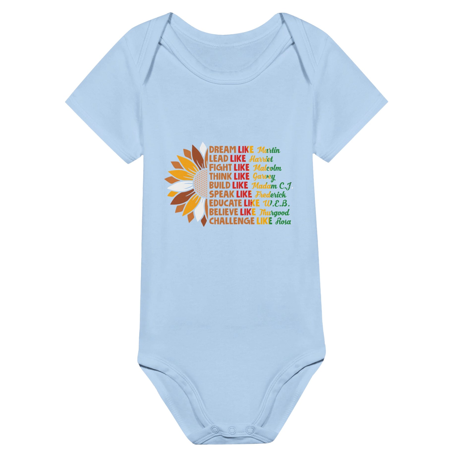 Black History Icons Sunflower Baby Short Sleeve Bodysuit - Prideful Roots