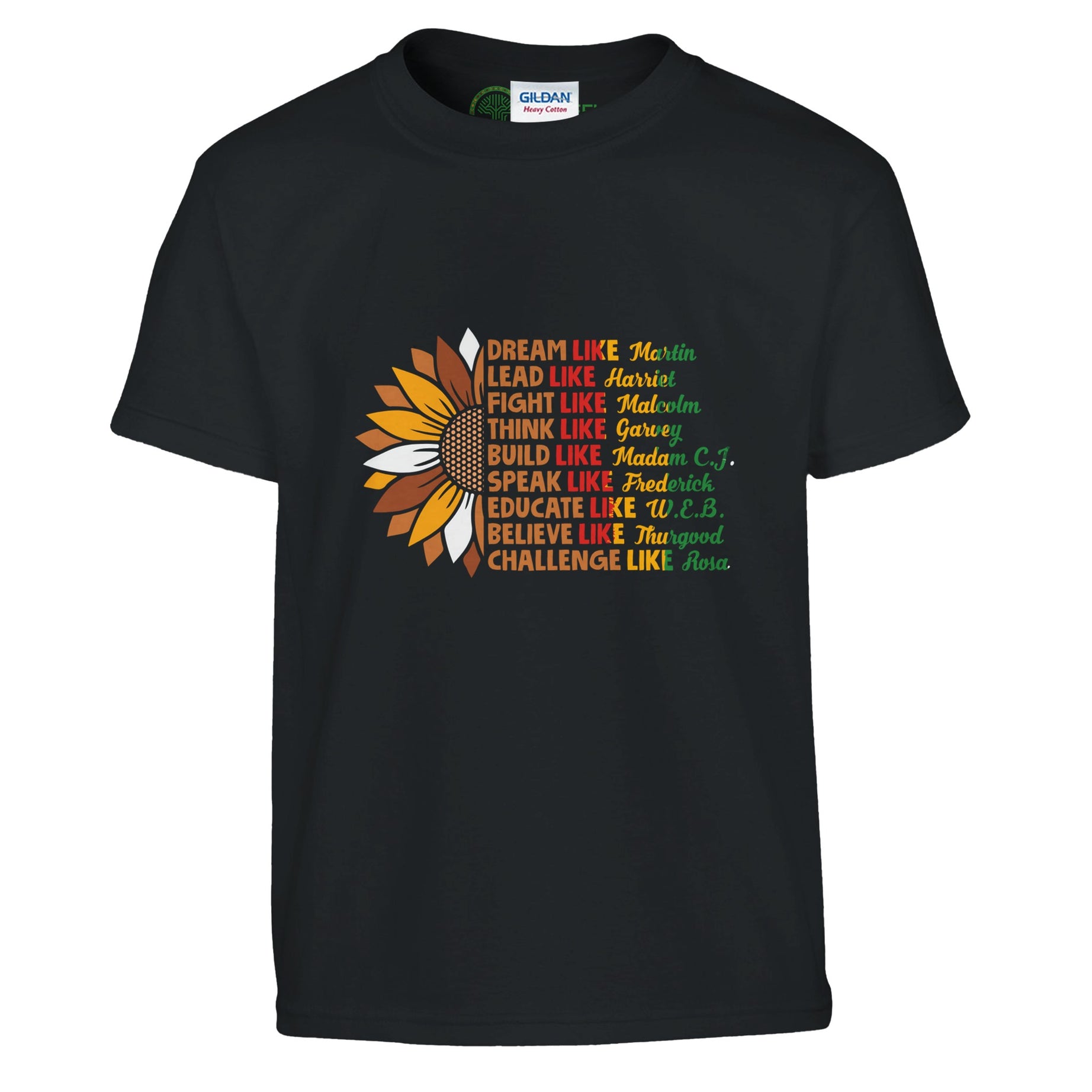 Black History Icons Sunflower T-shirt For Kids - Prideful Roots