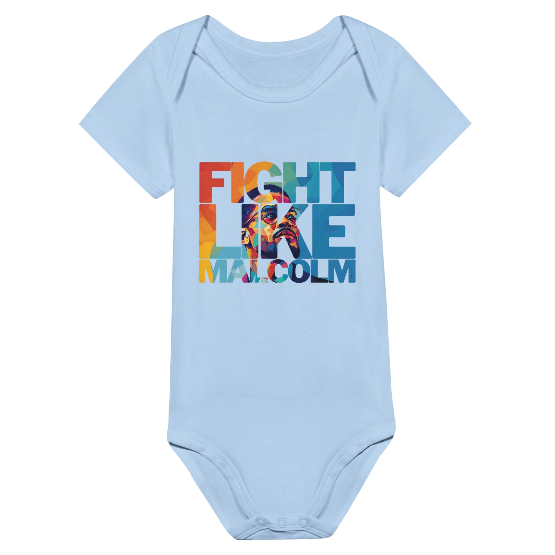 Fight Like Malcolm | Black History Icon Baby Short Sleeve Bodysuit - Prideful Roots