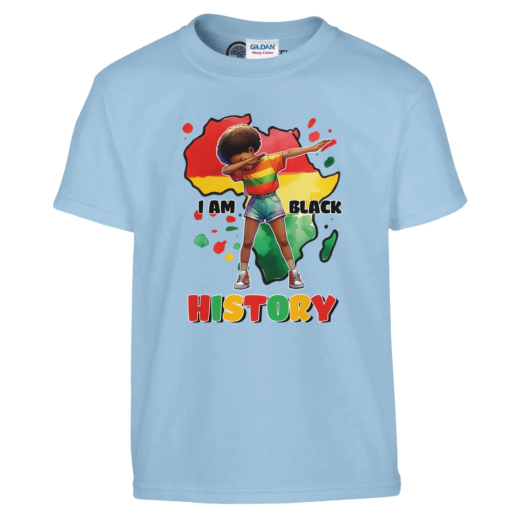 I Am Black History Afro Girl T-shirt For Kids - Prideful Roots