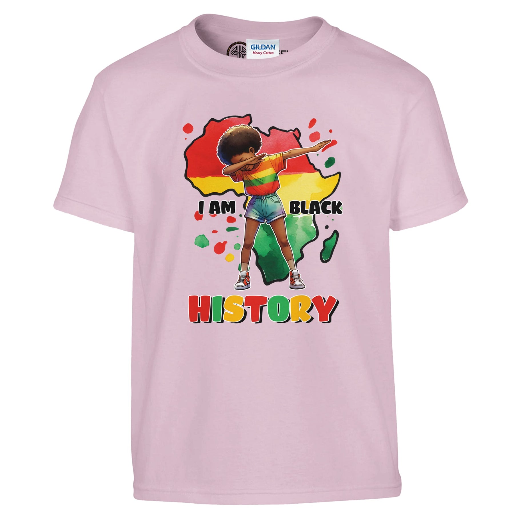 I Am Black History Afro Girl T-shirt For Kids - Prideful Roots