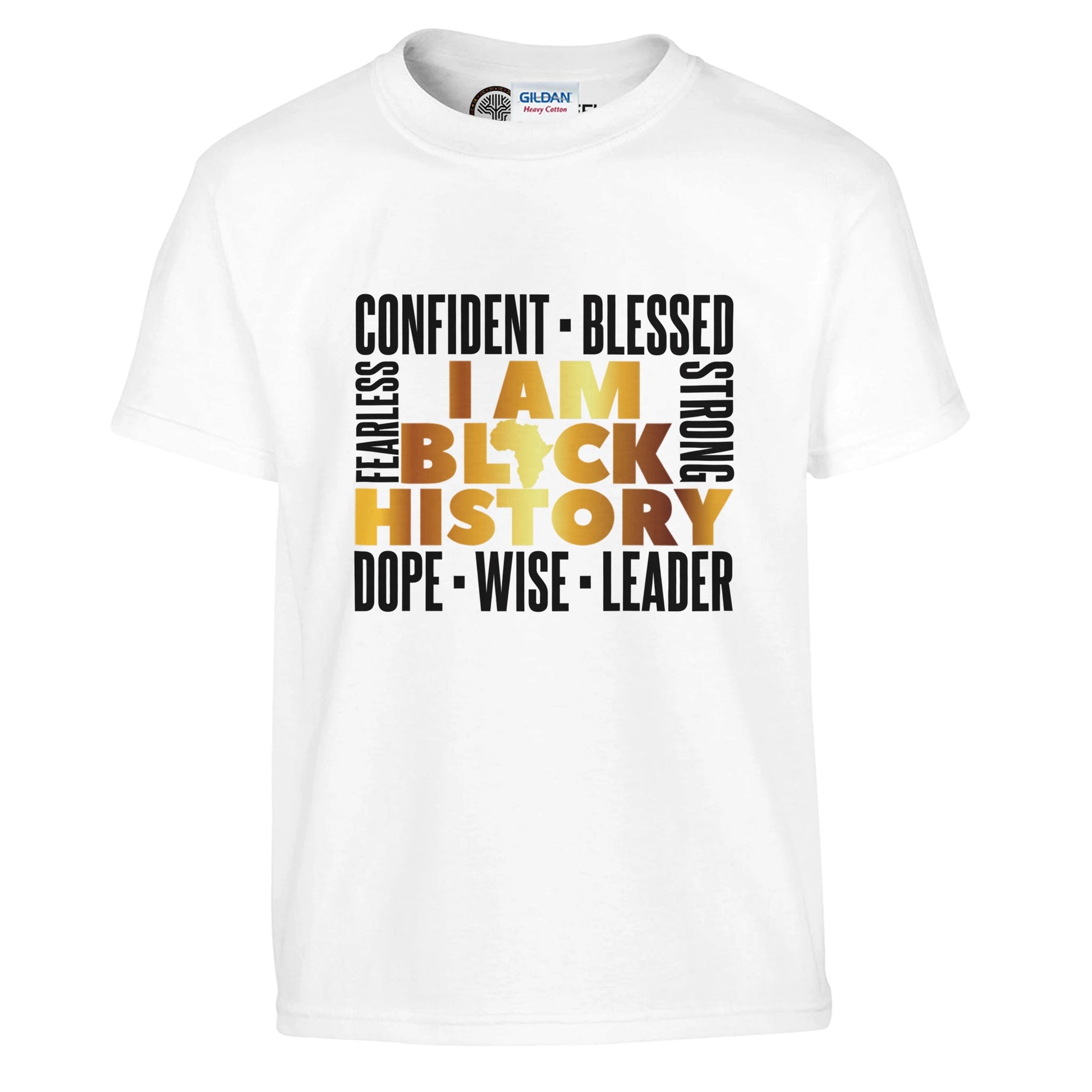 I Am Black History Golden T-shirt For Kids - Prideful Roots