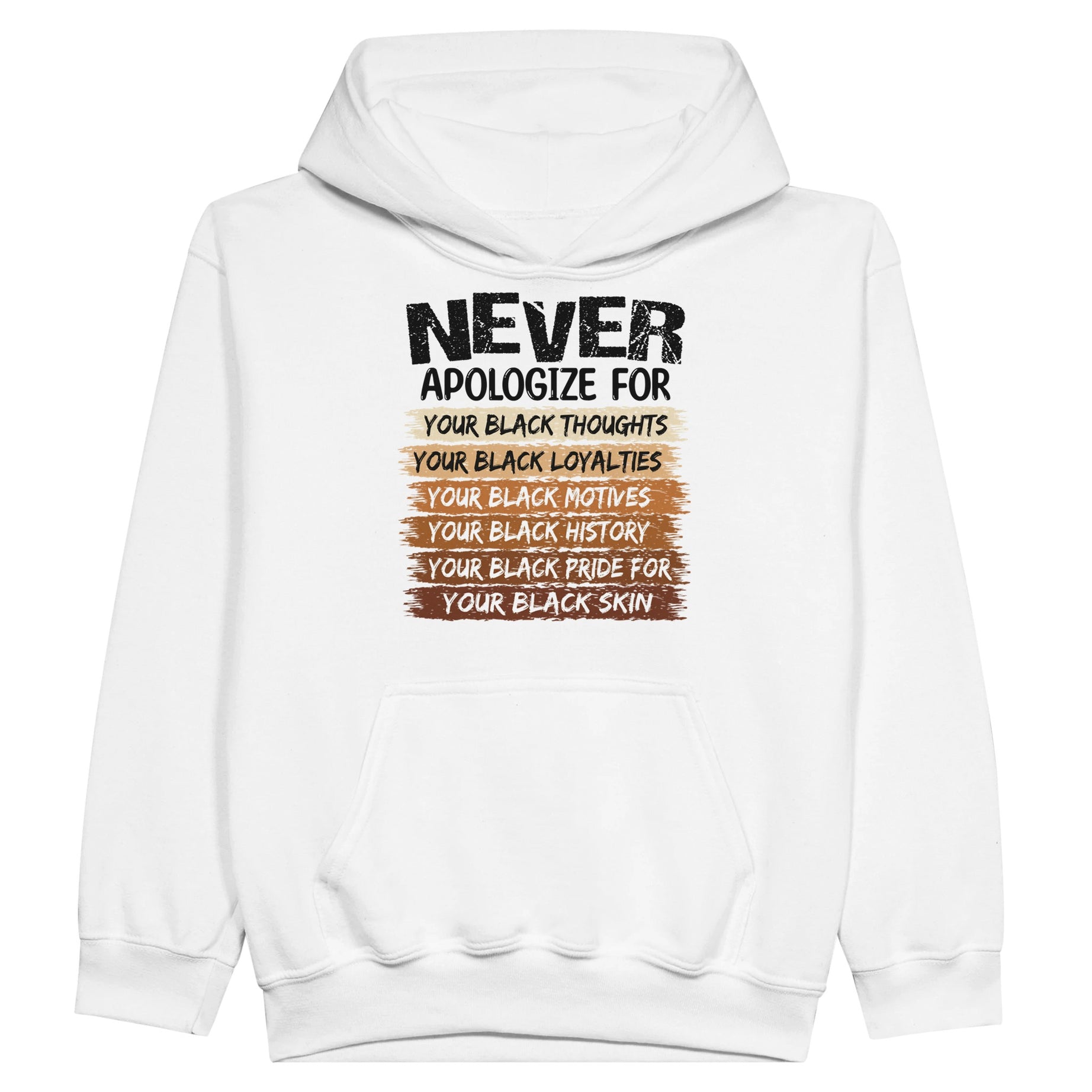 Never Apologize For Your Blackness Hoodie For Kids - Prideful Roots