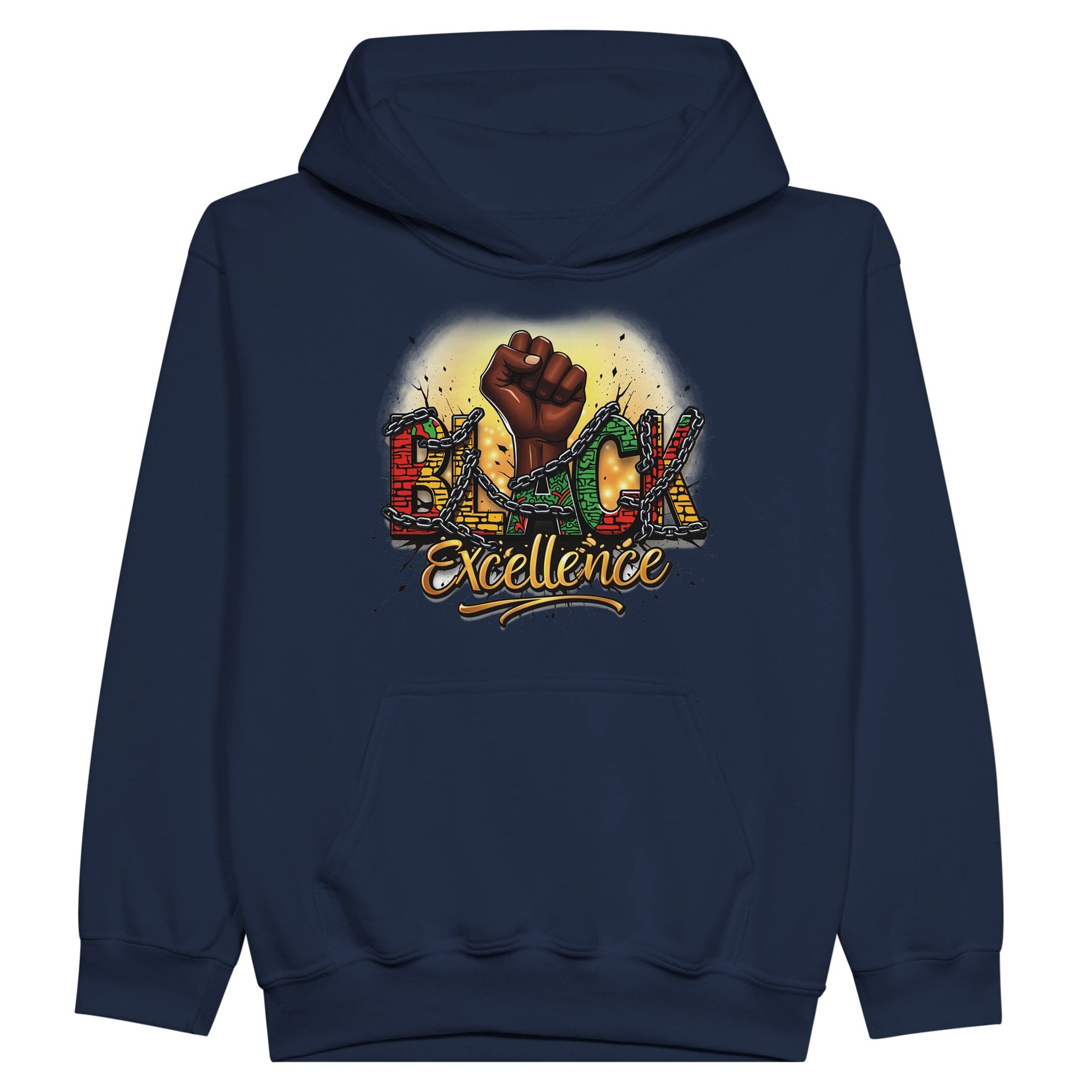 Black Excellence: Breaking Chains | Black History Month Hoodie For Kids - Prideful Roots