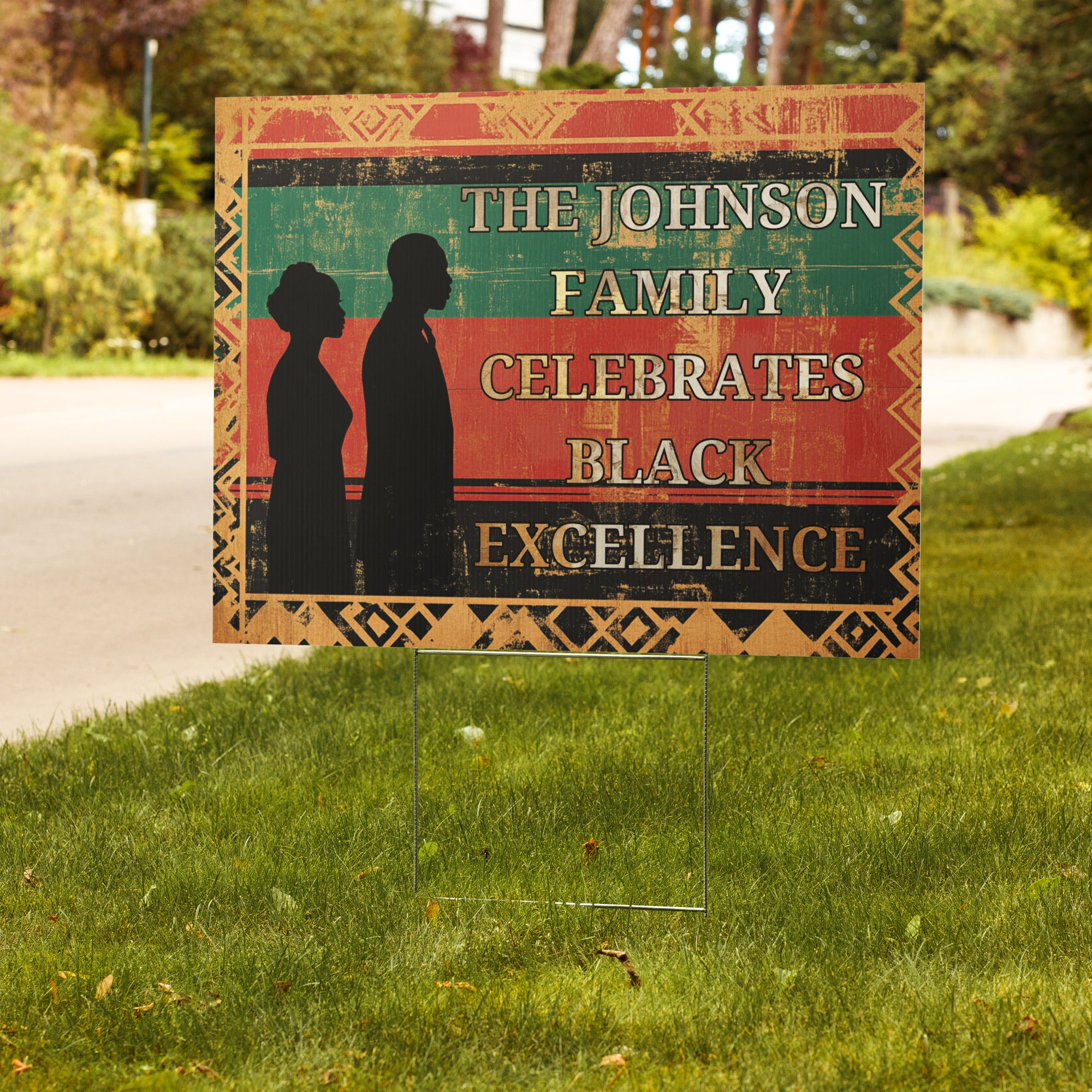 Personalized Black Excellence Yard Sign | Custom Family Name | 24x18" | Made in USA - Prideful Roots