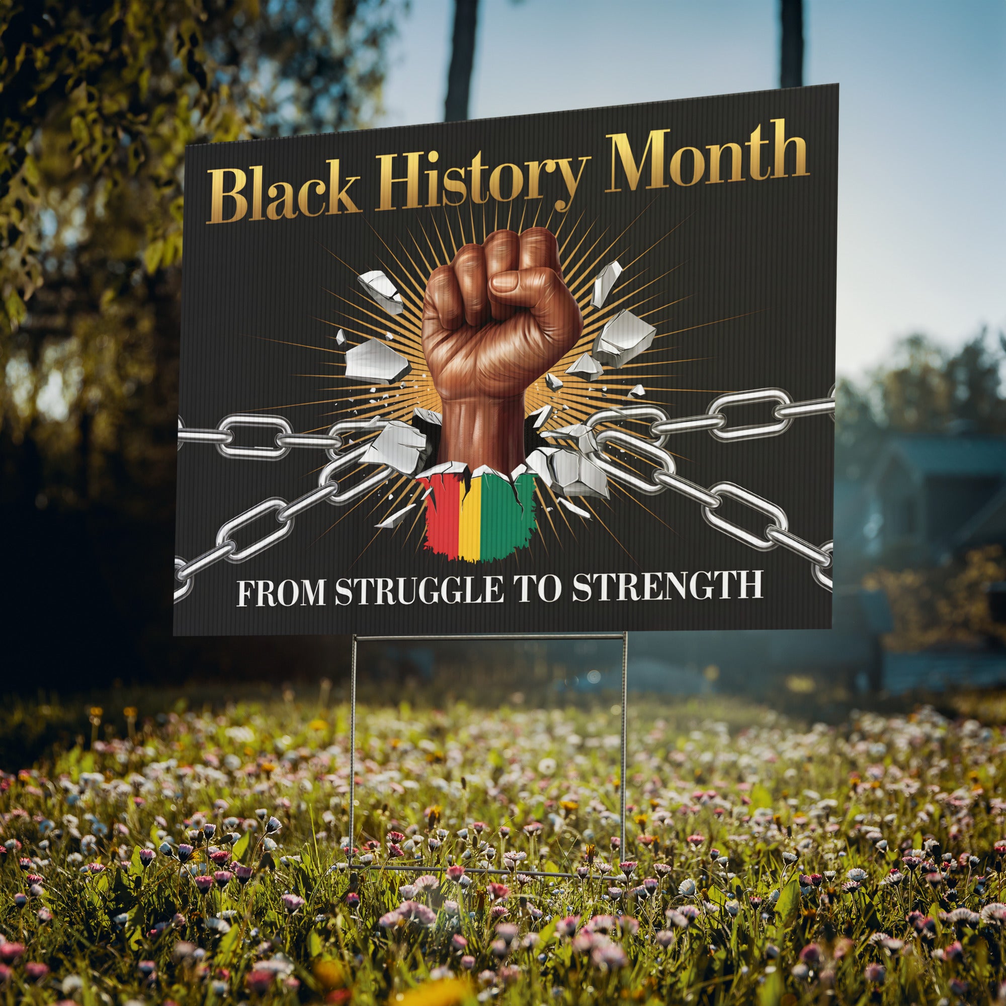 From Struggle to Strength Black History Month - Yard Sign | 24x18" | Double-Sided | Made in USA - Prideful Roots